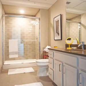 One Bedroom Corner Unit Designer Bath With Quartz Countertops